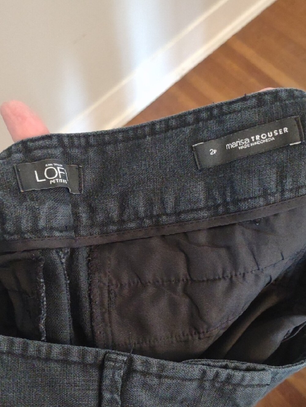 LOFT Linen Straight-Leg Black Pants - Picture 2 of 3